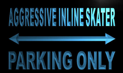 Aggressive inline skater Parking Only Neon Sign